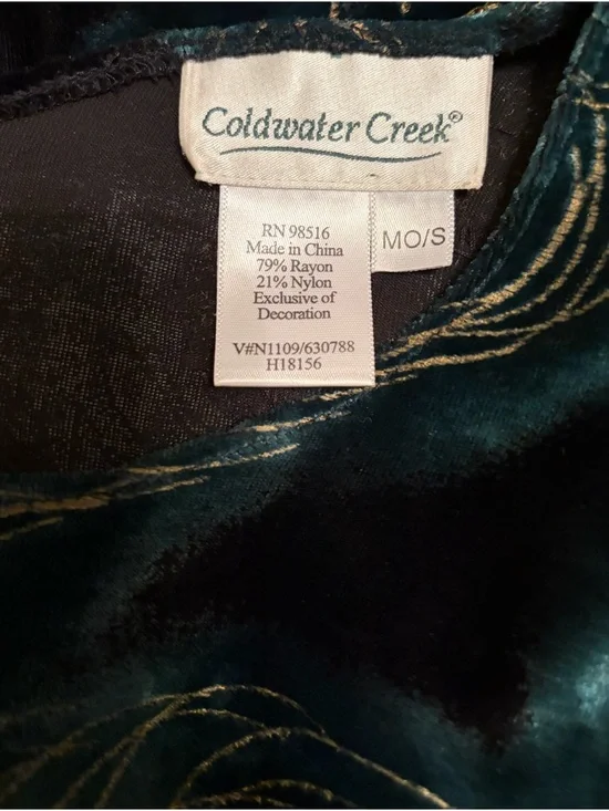 Coldwater Creek dark teal green velvet Poncho - Picture 5 of 5